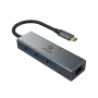Akasa hub USB Type-C 4 em 1 com Ethernet 1 x RJ45 3 USB-A USB 3.2 Gen 1