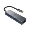 Akasa hub USB Type-C 4 em 1 com Ethernet 1 x RJ45 3 USB-A USB 3.2 Gen 1