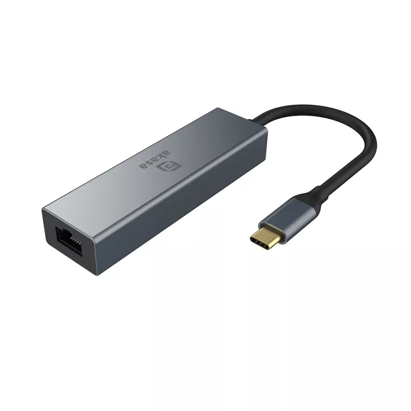 Akasa hub USB Type-C 4 em 1 com Ethernet 1 x RJ45 3 USB-A USB 3.2 Gen 1