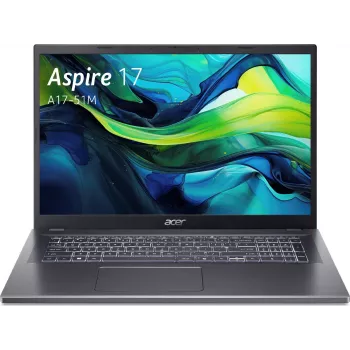 Portátil Acer Aspire 17 A17-51M - Intel Core 5 120U 1,4 GHz - 16 GB DDR5 RAM - 1.024 TB SSD NVMe - 17,3 polegadas Full HD LED - Windows 11 Pro - Intel Graphics - Wi-Fi 6E - Bluetooth 5.3 - Prata/Preto