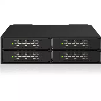 ICY DOCK ToughArmor MB699V5P-B V3 4 baias 2,5 polegadas NVMe U.2/U.3 SSD PCIe 5.0 caixa de baia móvel para baia de 5,25 polegadas (com conetor MCIO)