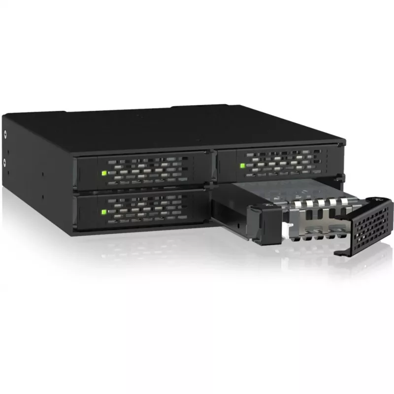 ICY DOCK ToughArmor MB699V5P-B V3 4 baias 2,5 polegadas NVMe U.2/U.3 SSD PCIe 5.0 caixa de baia móvel para baia de 5,25 polegadas (com conetor MCIO)