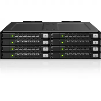 ICY DOCK ToughArmor MB998V4P-B 8 baias U.2/U.3 NVMe SSD PCIe 4.0 caixa de baia móvel para baia de 5,25 polegadas (4 x SlimSAS 8i SFF-8654)