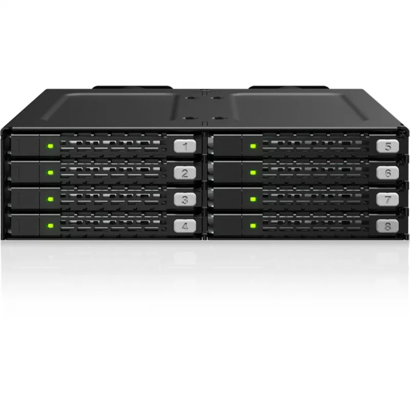 ICY DOCK ToughArmor MB998V4P-B 8 baias U.2/U.3 NVMe SSD PCIe 4.0 caixa de baia móvel para baia de 5,25 polegadas (4 x SlimSAS 8i SFF-8654)