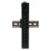 Exsys hub metálico USB 3.2 Gen 1 de 10 portas com kit para calha DIN, chipset VIA VL811+, 5 Gbps, fonte de alimentação 5V/4A, cabo de 1,8m