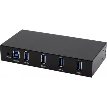 EXSYS EX-11234HMS-2 hub USB 3.2 Gen 1 de 4 portas, montagem em calha DIN e parede, chipset VIA VL817_Q7S