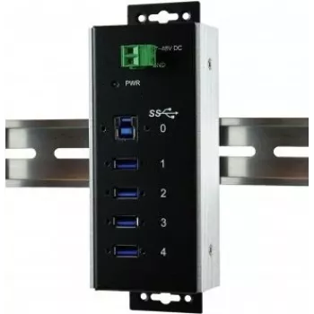 EXSYS EX-1185HMVS-WT hub USB 3.2 Gen 1 industrial, 4 portas, montagem em calha DIN