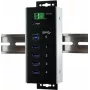 EXSYS EX-1185HMVS-WT hub USB 3.2 Gen 1 industrial, 4 portas, montagem em calha DIN