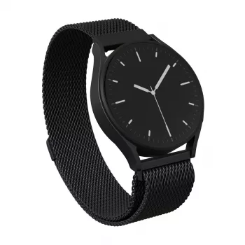 BURGA Bracelete metálica em malha universal para relógio 22 mm (preto)