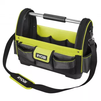 RYOBI Mala de ferramentas aberta, grande, verde/preto, com alça de ombro