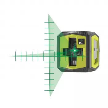 RYOBI Nível laser de linhas cruzadas, feixe verde, alcance 15 m