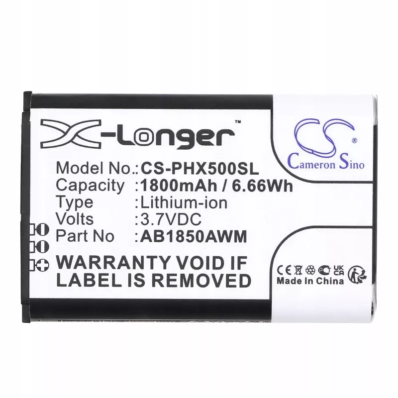 Bateria Cameron Sino AB1850AWM AB1720AWM para Philips Xenium X500 9@9k 9a9k CS-PHX500SL