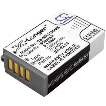 Bateria de substituição Cameron Sino CS-NKJ150MX para Nikon EN-EL24 (850mAh, 7,2V, Li-Ion)
