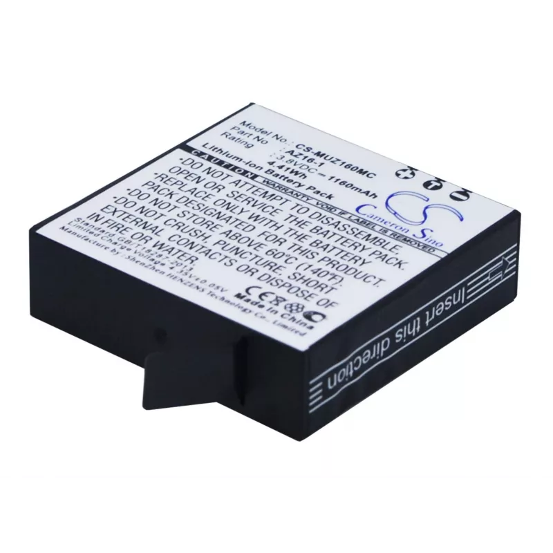 CAMERON SINO bateria de substituição AZ16-1 / AZ16 para câmara de ação Xiaomi Yi 4K / 4K+ / Lite - 1400mAh 3,85V Li-ion (CS-MUZ160MC)