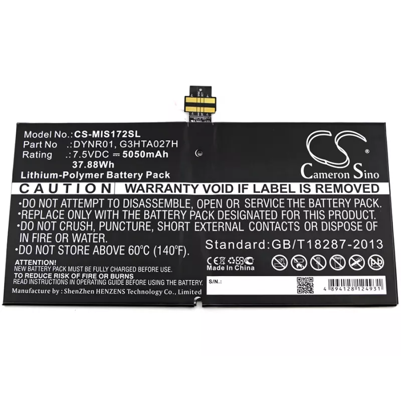 Bateria CAMERON SINO tipo DYNR01 G3HTA027H para Microsoft Surface Pro 4 1724 / CS-MIS172SL