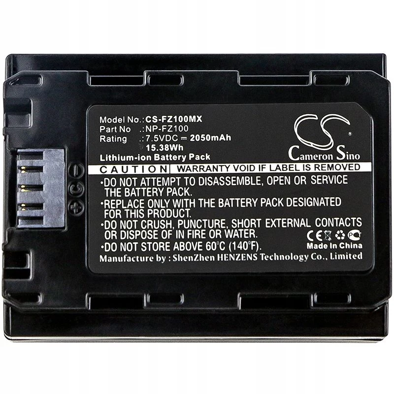 Bateria de substituição CAMERON SINO NP-FZ100 / NP-FZ100 / BC-QZ1 para Sony