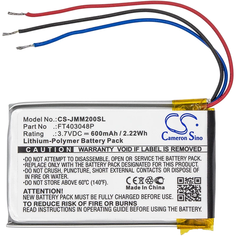 Bateria de substituição Cameron Sino FT403048P para JBL Micro 2, Micro II, Clip, Clip+