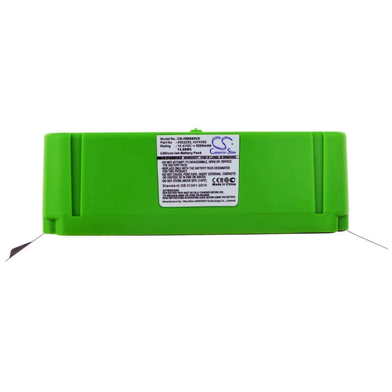 Bateria de substituição CAMERON SINO para iRobot Roomba 680 805 891 960 980 Série - 14,4V 5200mAh Li-Ion (CS-IRB985VX)