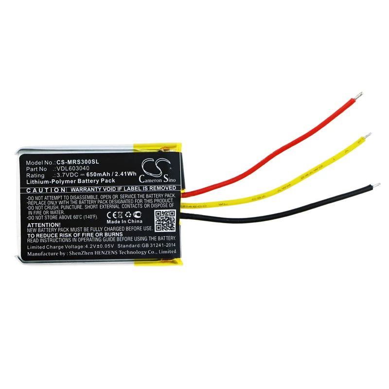 Cameron Sino CS-MRS300SL bateria de substituição para auscultadores Bluetooth Marshall Mid, Major II, Major III, Monitor (600mAh, 3,7V, Li-Po)