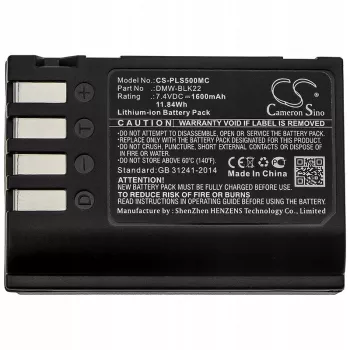 Cameron Sino bateria de substituição para Panasonic DMW-BLK22 / DMW-BLK22GK, 2200mAh, 7,2V, Li-Ion