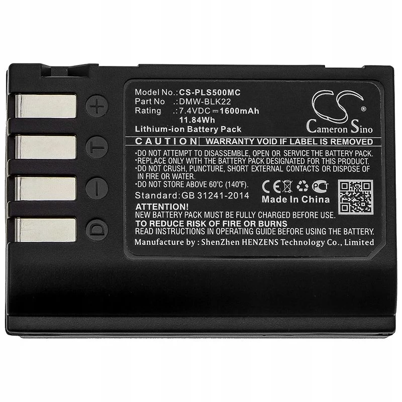 Cameron Sino bateria de substituição para Panasonic DMW-BLK22 / DMW-BLK22GK, 2200mAh, 7,2V, Li-Ion