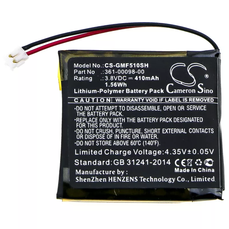Bateria de substituição CAMERON SINO 361-00098-00 para Garmin Fenix 5X / 5X Plus / 5X Sapphire / Fenix 3 / Fenix 3 HR Smartwatch - 510 mAh