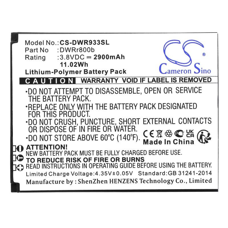 Bateria CAMERON SINO Tipo DWRR800B 6BT-R800B-2901 para Router D-Link DWR-933 B1 / CS-DWR933SL