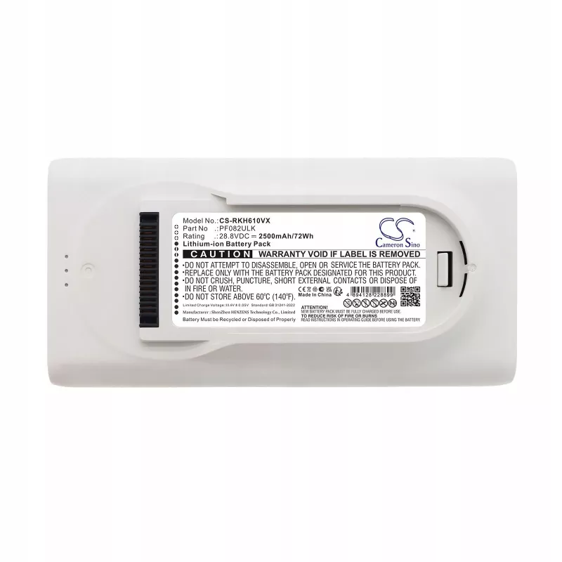 Bateria de substituição CAMERON SINO PF082ULK para Roborock H60 Hub Pro 2500mAh / CS-RKH610VX