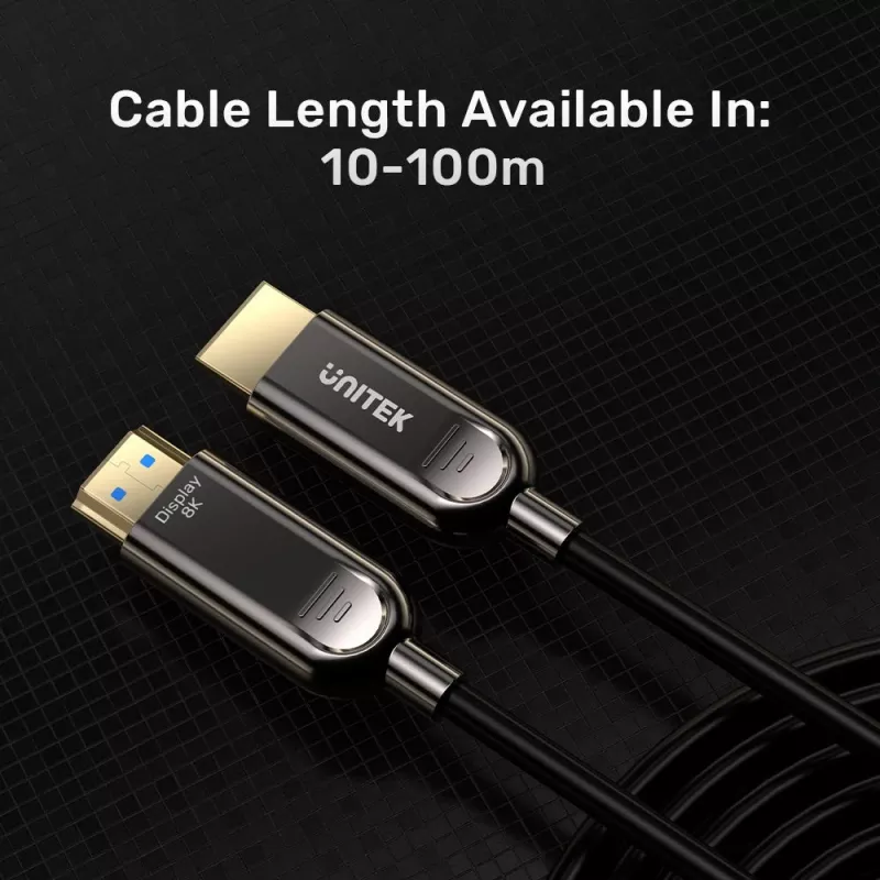 Cabo ótico ativo UNITEK HDMI 2.1 8K 120Hz 70m preto