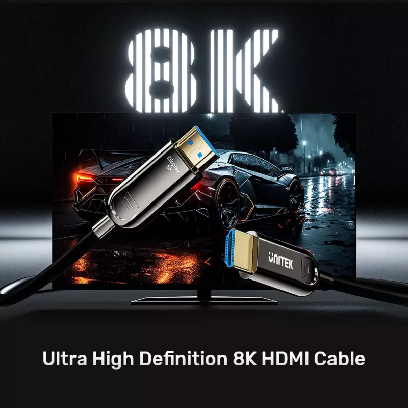 Cabo ótico ativo UNITEK HDMI 2.1 (AOC) 8K 60Hz 4K 120Hz 100m preto