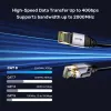 Cabo de rede UNITEK Cat.8 S/FTP Ethernet Patch 10m RJ45 40Gbps 2000MHz banhado a ouro preto