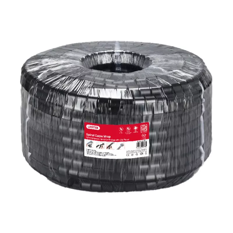 Organizador de cabos em espiral UNITEK, 5m, 22mm de diâmetro, preto