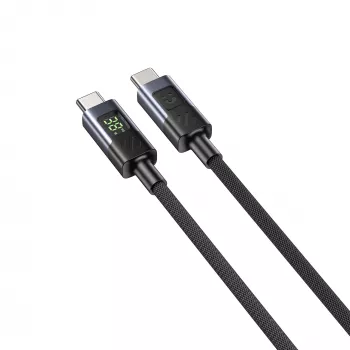 Cabo UNITEK USB-C para USB-C 60W PD 480Mbps com indicador LED 3m entrançado preto