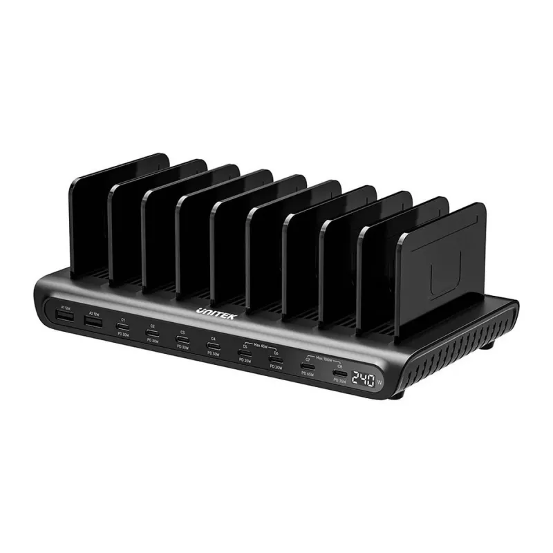 Estação de carregamento UNITEK 10 portas USB-C e USB-A 240W