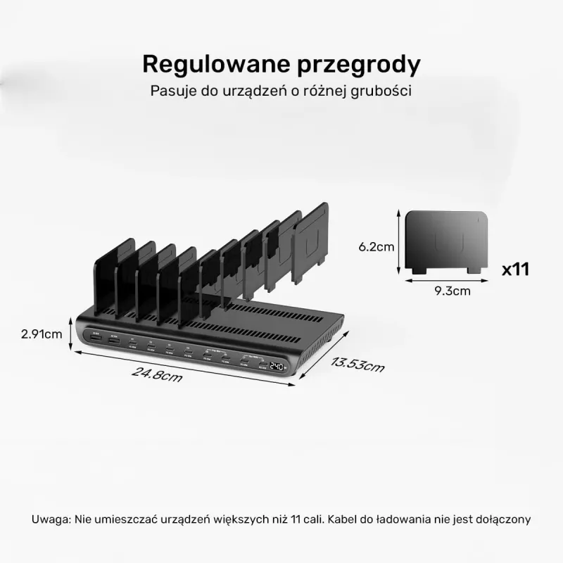 Estação de carregamento UNITEK 10 portas USB-C e USB-A 240W