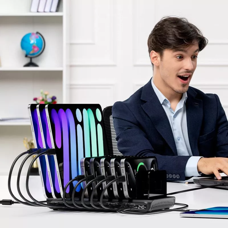 Estação de carregamento UNITEK 10 portas USB-C e USB-A 240W