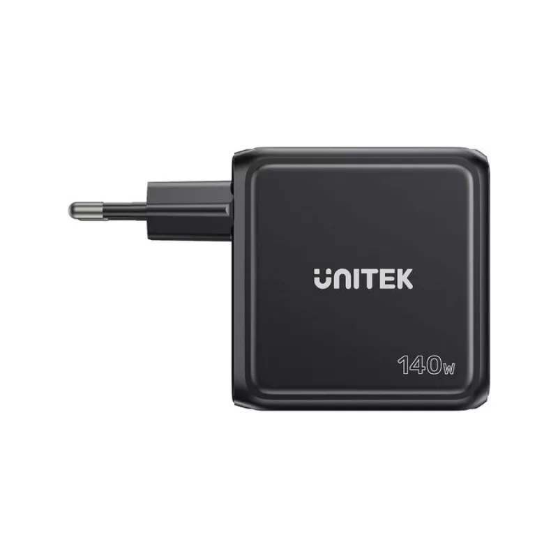 Carregador GaN UNITEK com ecrã 140W 3xUSB-C 1xUSB-A PD3.0 QC4.0 preto