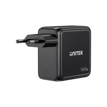 Carregador GaN UNITEK com ecrã 140W 3xUSB-C 1xUSB-A PD3.0 QC4.0 preto
