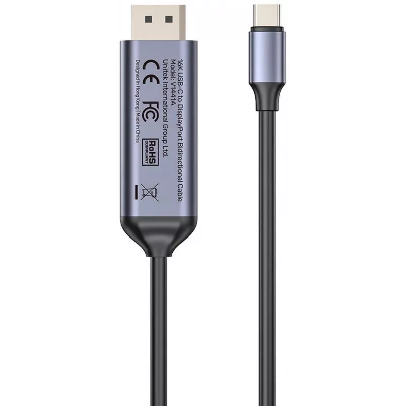 Cabo UNITEK USB-C para DisplayPort bidirecional 16K 80Gbps HDR 1,8m
