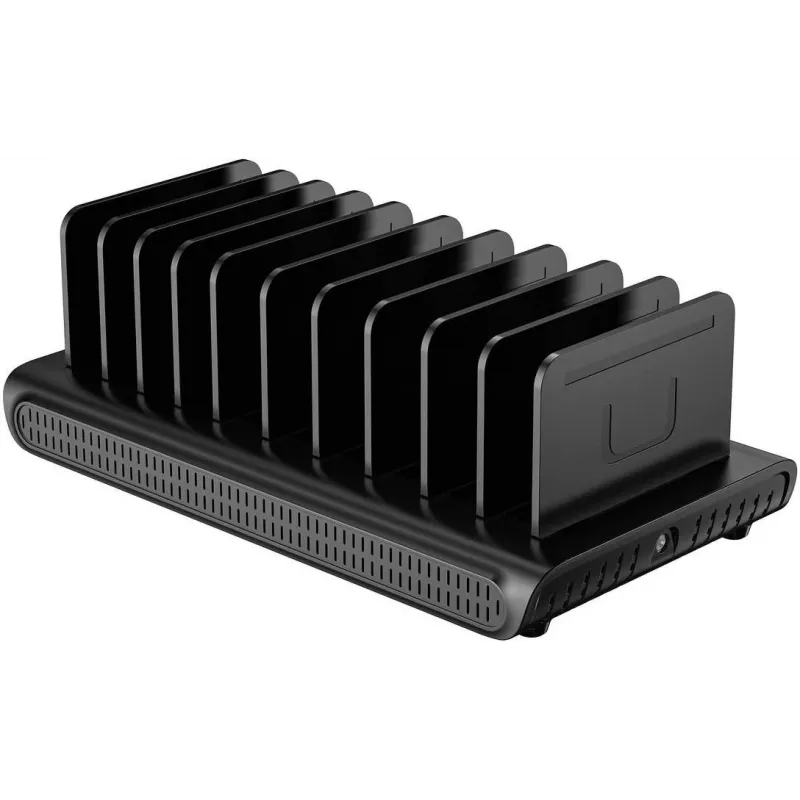 Estação de carregamento inteligente UNITEK 10 portas USB-A/USB-C 120W PD 3.0 preta