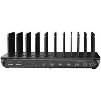 Estação de carregamento inteligente UNITEK 10 portas USB-A/USB-C 120W PD 3.0 preta