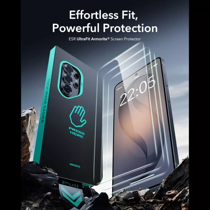 Película de proteção de ecrã ESR UltraFit Armorite em vidro temperado pack de 2 para Samsung Galaxy S26 Ultra transparente