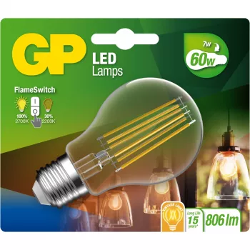 GP Lighting LED FlameSwitch E27 7W (60W) 806 lm branco quente/efeito de chama