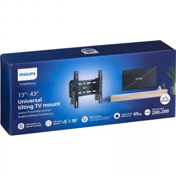 Suporte de parede universal inclinável para TV Philips 13-43 polegadas, 45 kg, preto