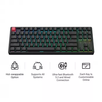 Keychron K8X-J3 80% TKL Brown Switch RGB Hot-Swap preto