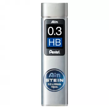 Pentel AinStein HB 0,3 mm Pack de Recarga de Minas, Cinzento, 15 Minas