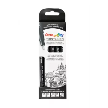 Conjunto de canetas fineliner Pentel Pointliner, preto