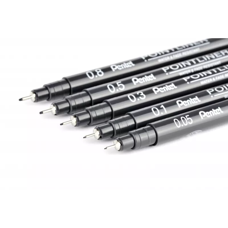 Conjunto de marcadores finos Pentel Pointliner, preto