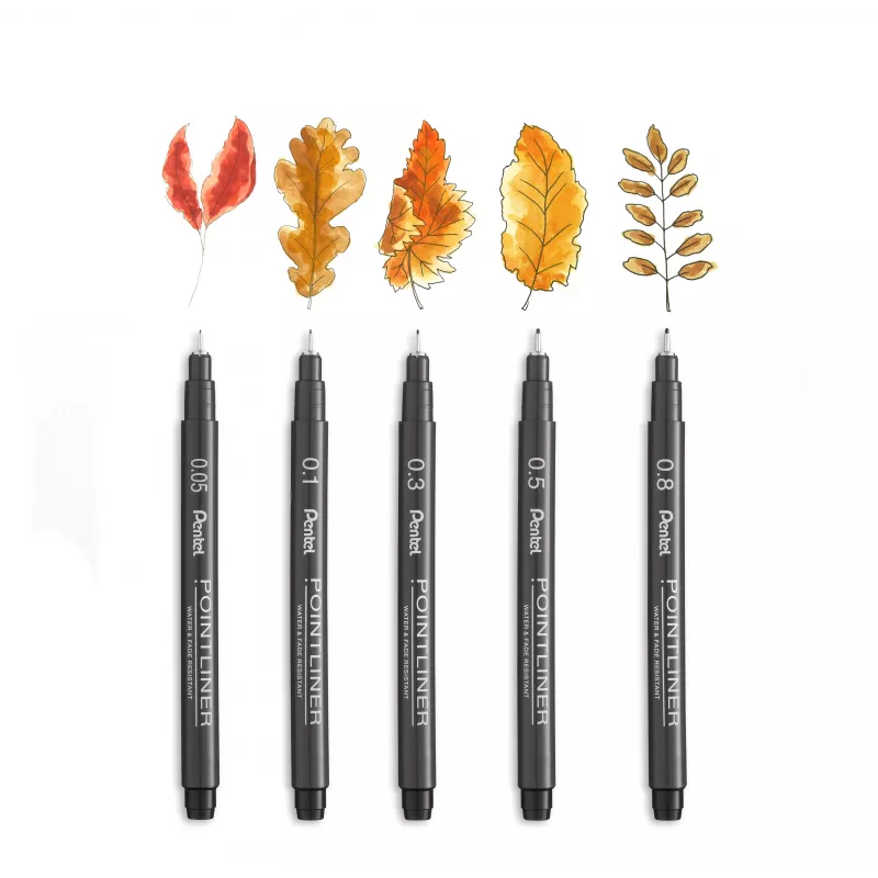 Conjunto de marcadores finos Pentel Pointliner, preto