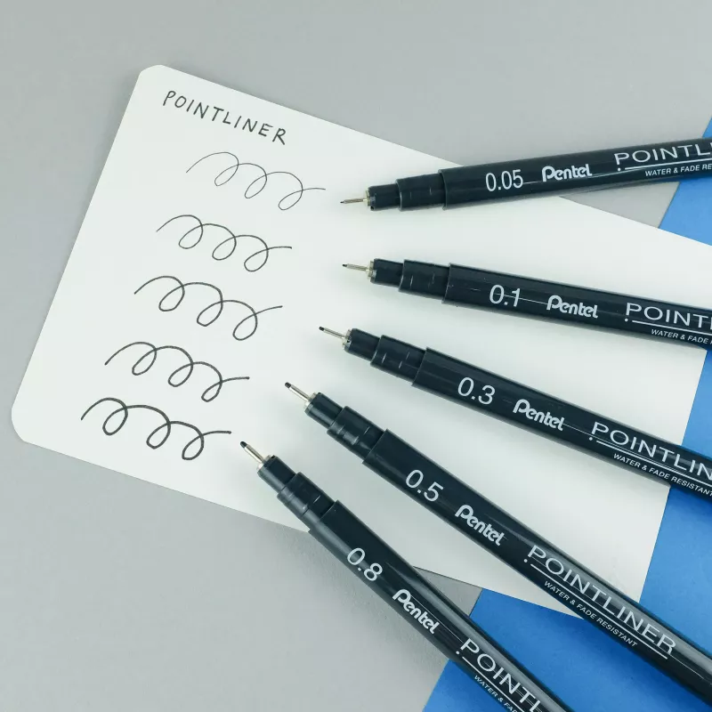 Conjunto de marcadores finos Pentel Pointliner, preto